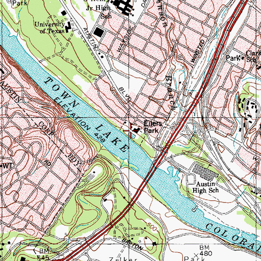 Topographic Map of Deep Eddy Park, TX