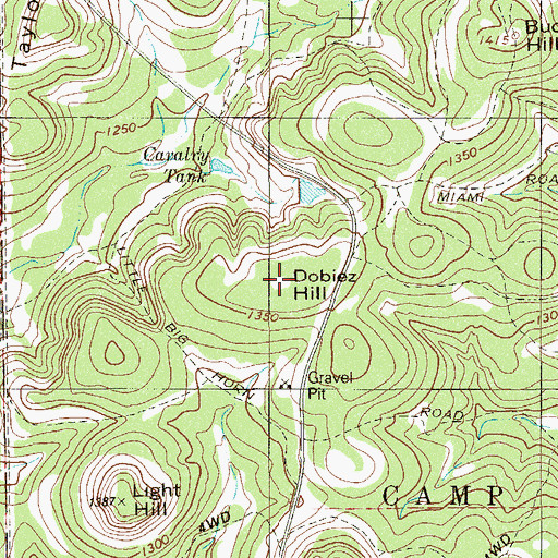 Topographic Map of Dobiez Hill, TX