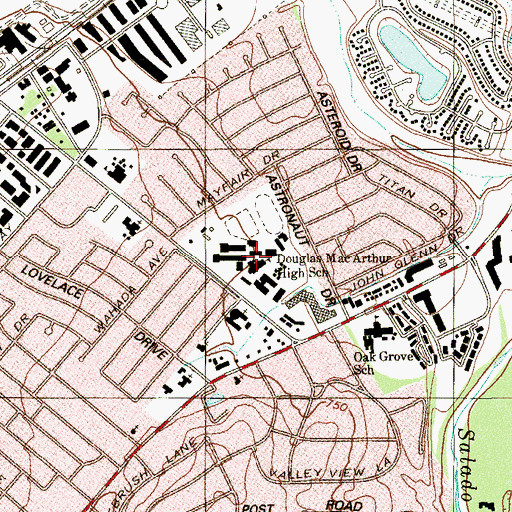Topographic Map of Douglas MacArthur High School, TX