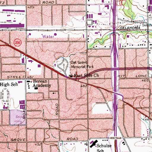 Topographic Map of East Side Church, TX
