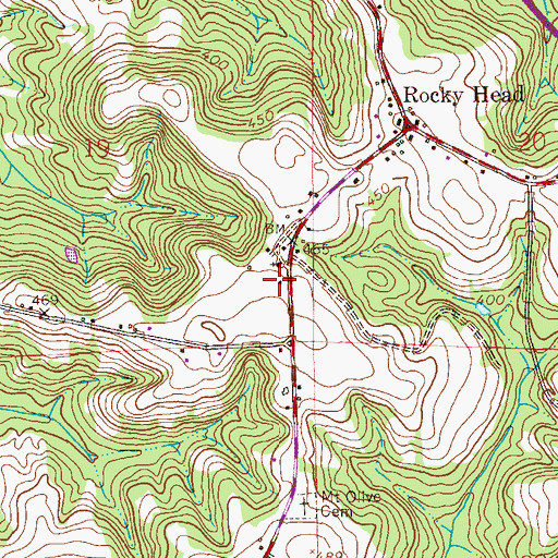 Topographic Map of Rocky Head School (historical), AL