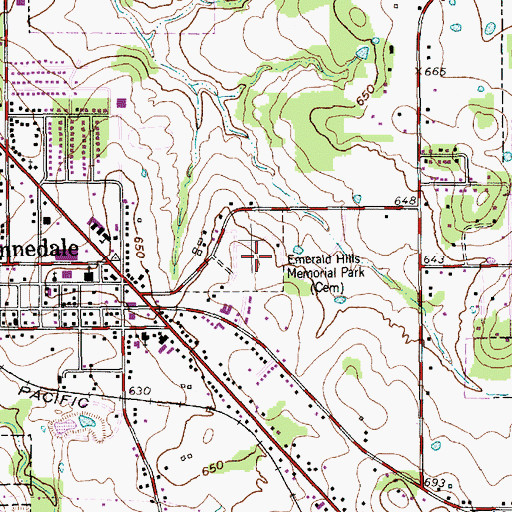 Topographic Map of Emerald Hills Memorial Park, TX