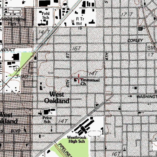 Topographic Map of Emmanuel Church, TX