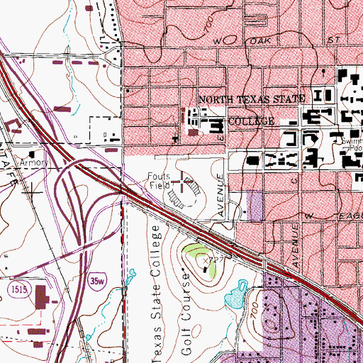 Topographic Map of Fouts Field, TX