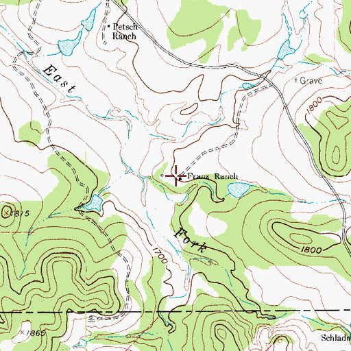 Topographic Map of Franz Ranch, TX