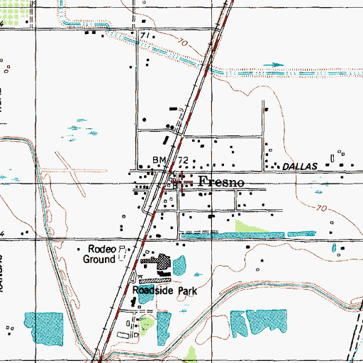 Topographic Map of Fresno, TX