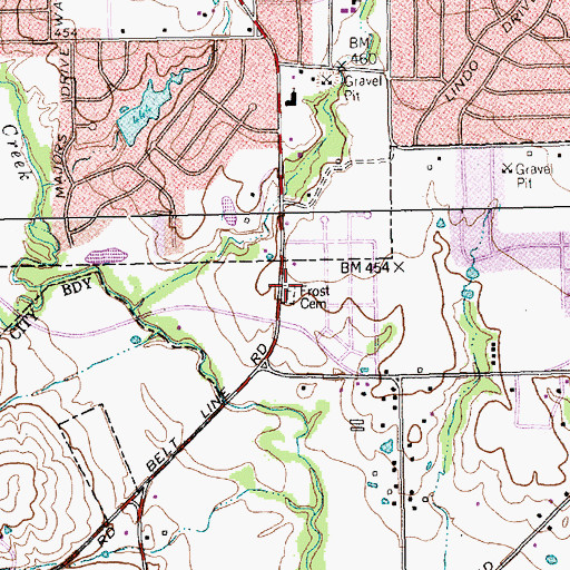Topographic Map of Frost Cemetery, TX