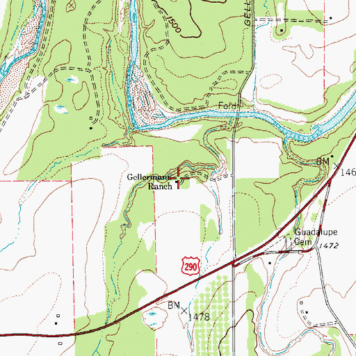 Topographic Map of Gellermann Ranch, TX