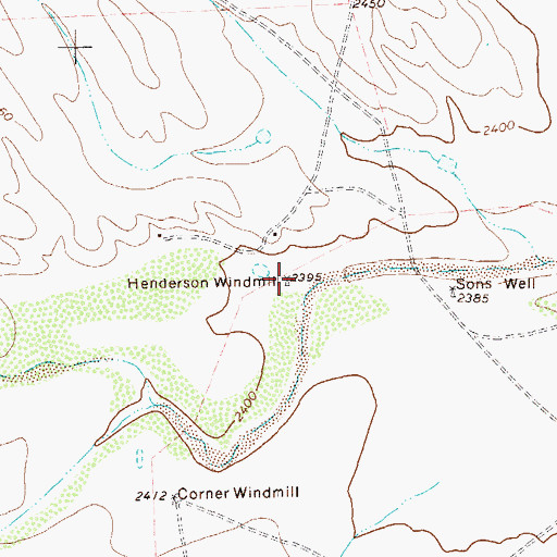 Topographic Map of Henderson Windmill, TX