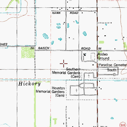 Topographic Map of Hickory Slough, TX