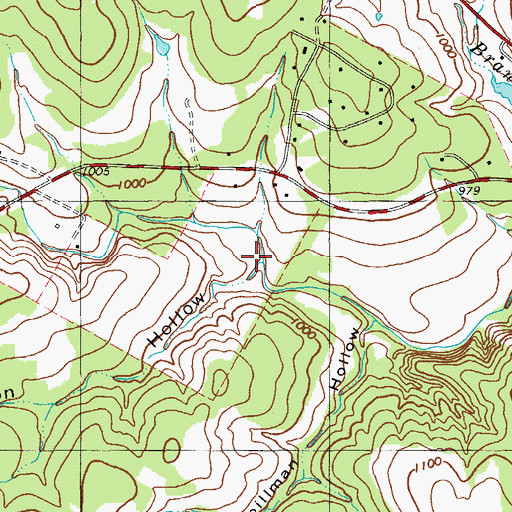 Topographic Map of Hickson Hollow, TX