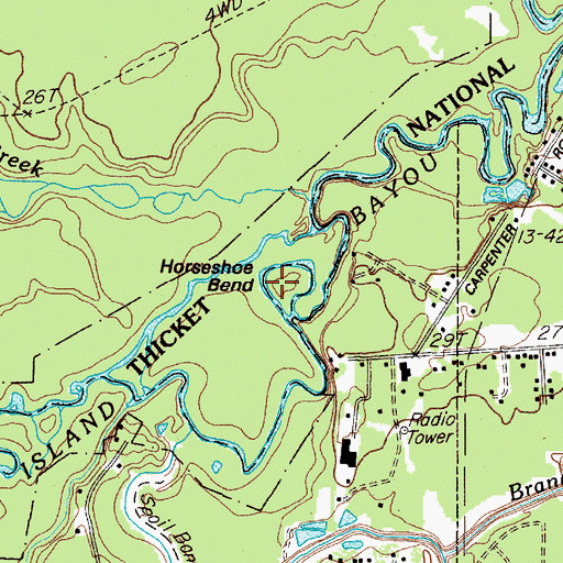 Topographic Map of Horseshoe Bend, TX