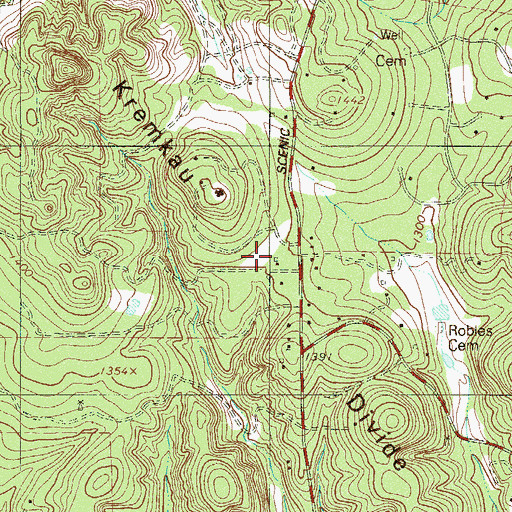 Topographic Map of Kremkau Divide, TX