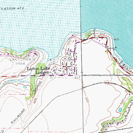 Topographic Map of Lavon Lake Lodges, TX