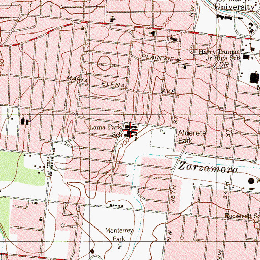 Topographic Map of Loma Park School, TX