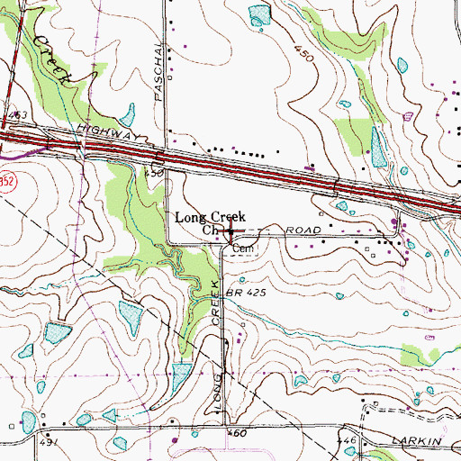 Topographic Map of Long Creek Church, TX