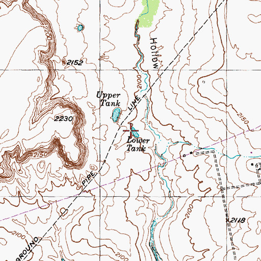 Topographic Map of Lower Tank, TX