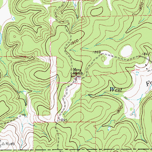 Topographic Map of Merz Ranch, TX
