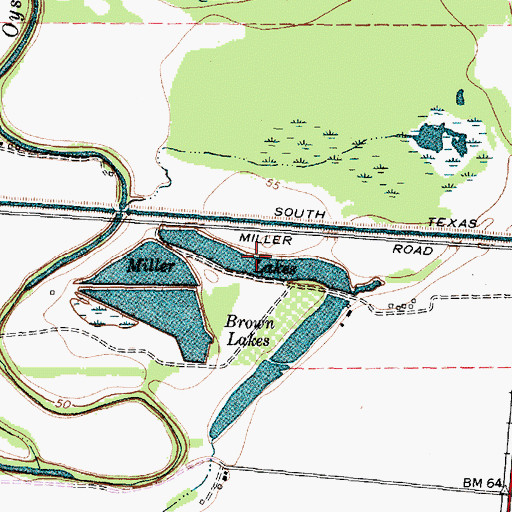 Topographic Map of Miller Lakes, TX