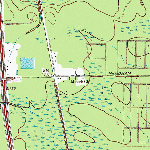 Topographic Map of Minoch Church, TX