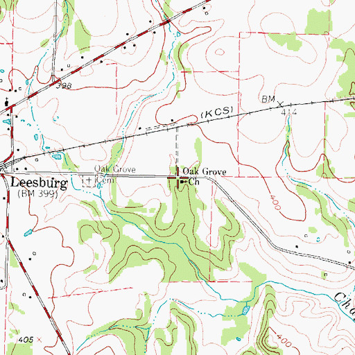 Topographic Map of Oak Grove Church, TX
