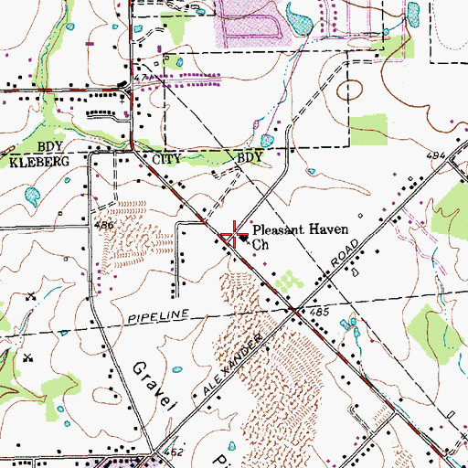 Topographic Map of Pleasant Haven Church, TX