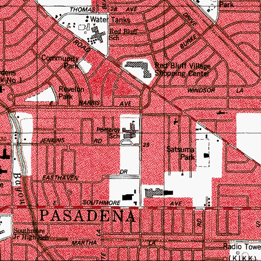 Topographic Map of Pomeroy School, TX