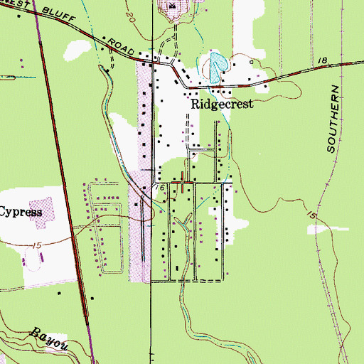 Topographic Map of Ridgecrest, TX