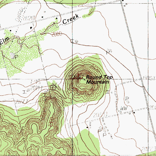 Topographic Map of Round Top Mountain, TX