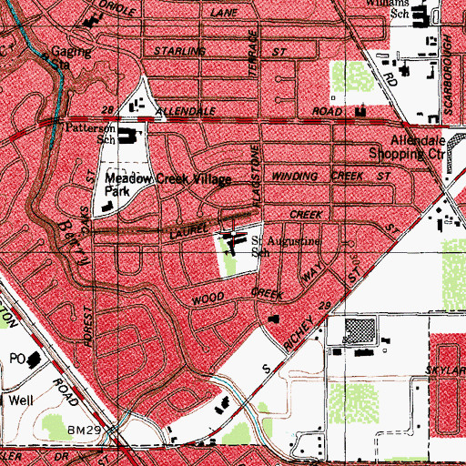 Topographic Map of Saint Augustine School, TX