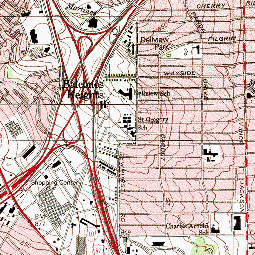 Topographic Map of Saint Gregory School, TX
