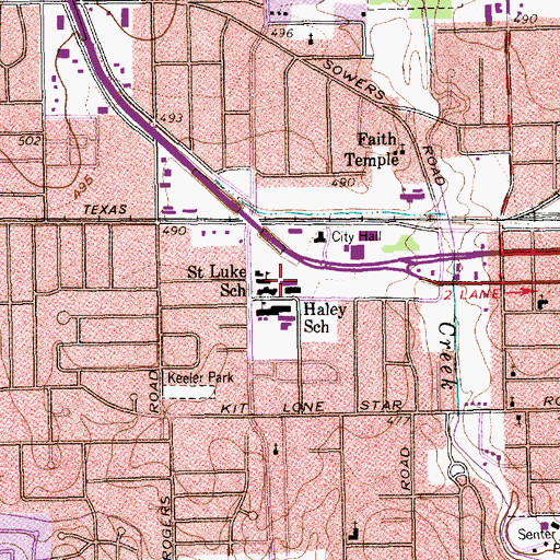 Topographic Map of Saint Luke School, TX