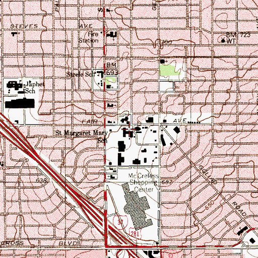 Topographic Map of Saint Margaret Mary School, TX