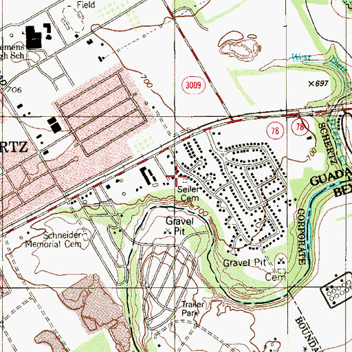 Topographic Map of Seller Cemetery, TX