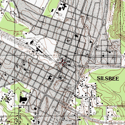 Topographic Map of Silsbee, TX