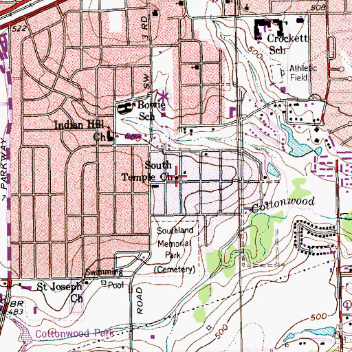 Topographic Map of South Temple Church, TX