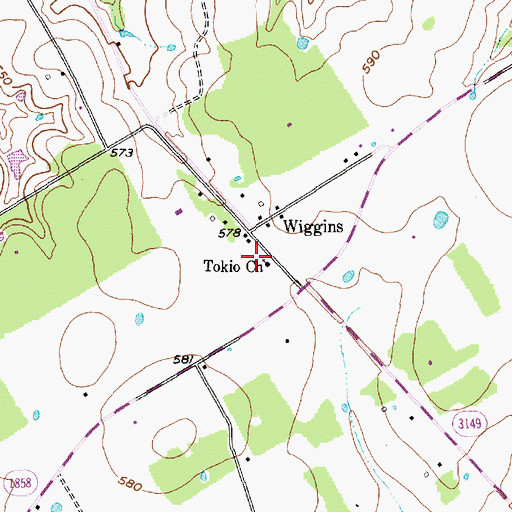 Topographic Map of Tokio Church, TX