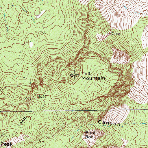 Topographic Map of Toll Mountain, TX