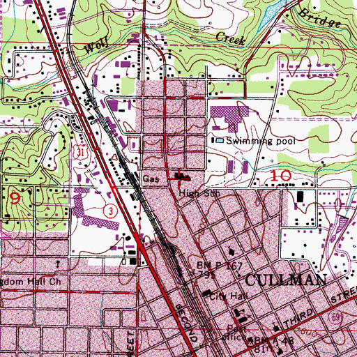 Topographic Map of Cullman Middle School, AL