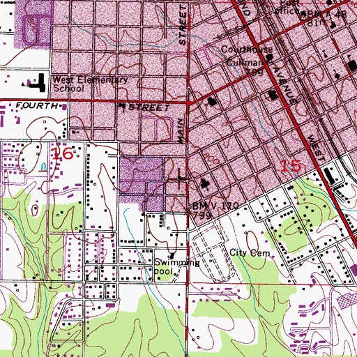 Topographic Map of Saint Andrews United Methodist Church, AL