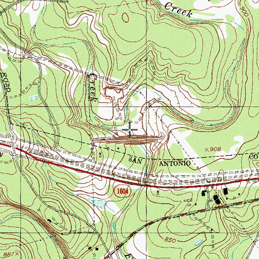 Topographic Map of West Elm Creek, TX
