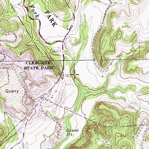 Topographic Map of West Fork Camp Creek, TX