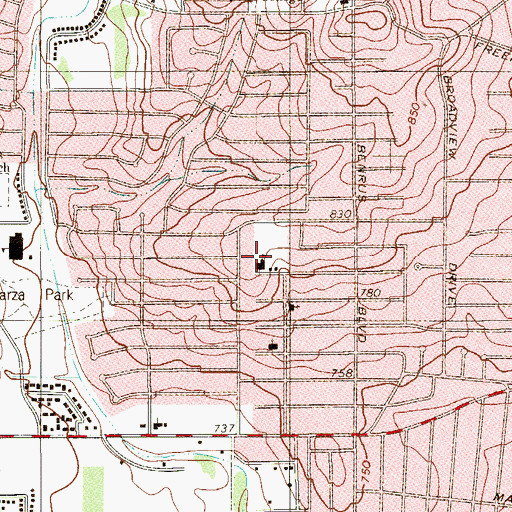 Topographic Map of West San Antonio Heights School, TX