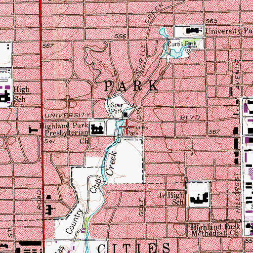 Topographic Map of Williams Park, TX