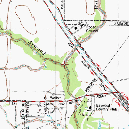 Topographic Map of Willow Springs Bayou, TX