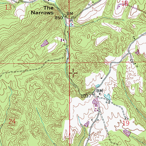 Topographic Map of Bennett Mine, AL