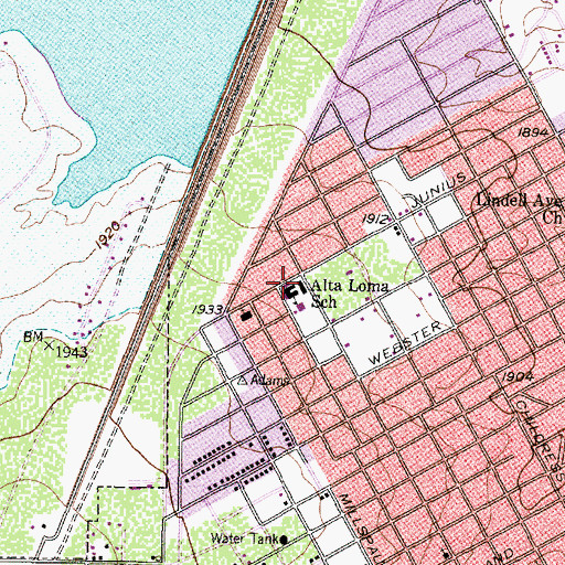 Topographic Map of Alta Loma Elementary School, TX