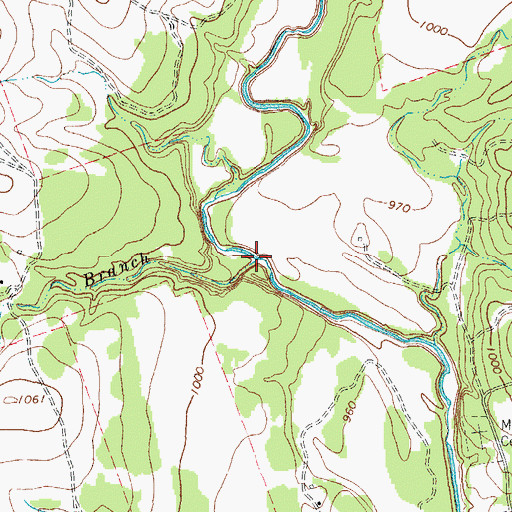 Topographic Map of Bertram Branch, TX