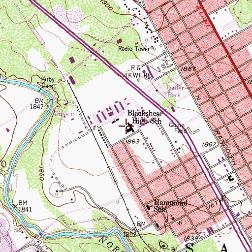 Topographic Map of Blackshear High School, TX