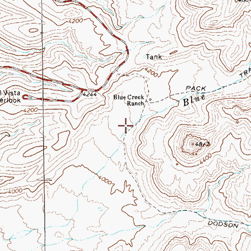 Topographic Map of Blue Creek Canyon, TX